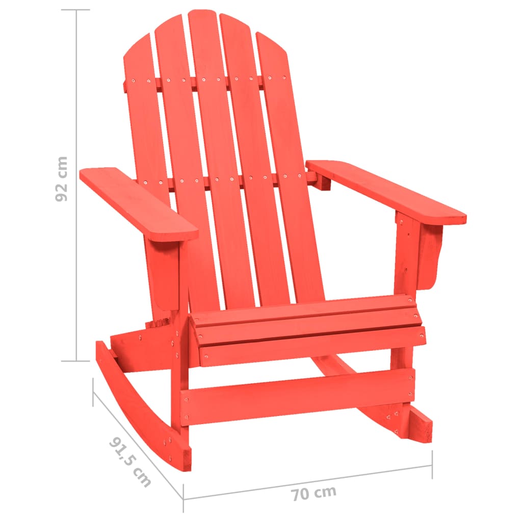 Garden Rocking Adirondack Chair Solid Fir Wood Red